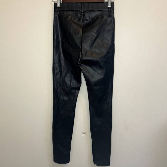 ZARA Womens High Rise Skinny Faux Black Leather Pants Size XS - Picture 3 of 4